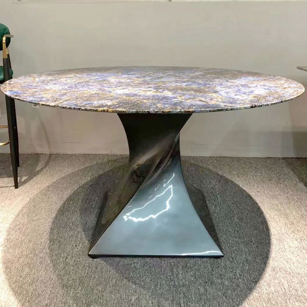JS D38 New Material Artistic FRP Leg Dining Table Round Artificial Marble Restaurant Diner Table Foshan Furniture