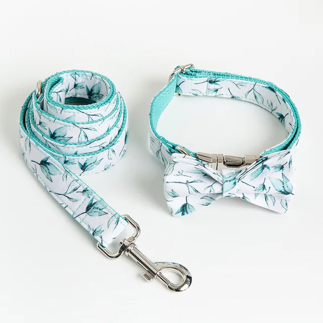 Wholesale luminous fashion bow knot dog collar pet and lead