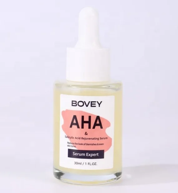 Best Selling Private Label BOVEY Acne Removing Skin Care Pore shrinking Even Skin Tone AHA & Salicylic Acid Rejuvenating Serum