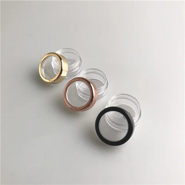 cute empty container 3g 5g 3ml 5ml cosmetic makeup cream glitter eyeshadow custom logo nail polish jar with window lid