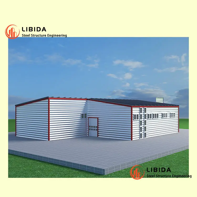 Prefabricated metal garage shed hangar steel structure workshop building warehouse factory building