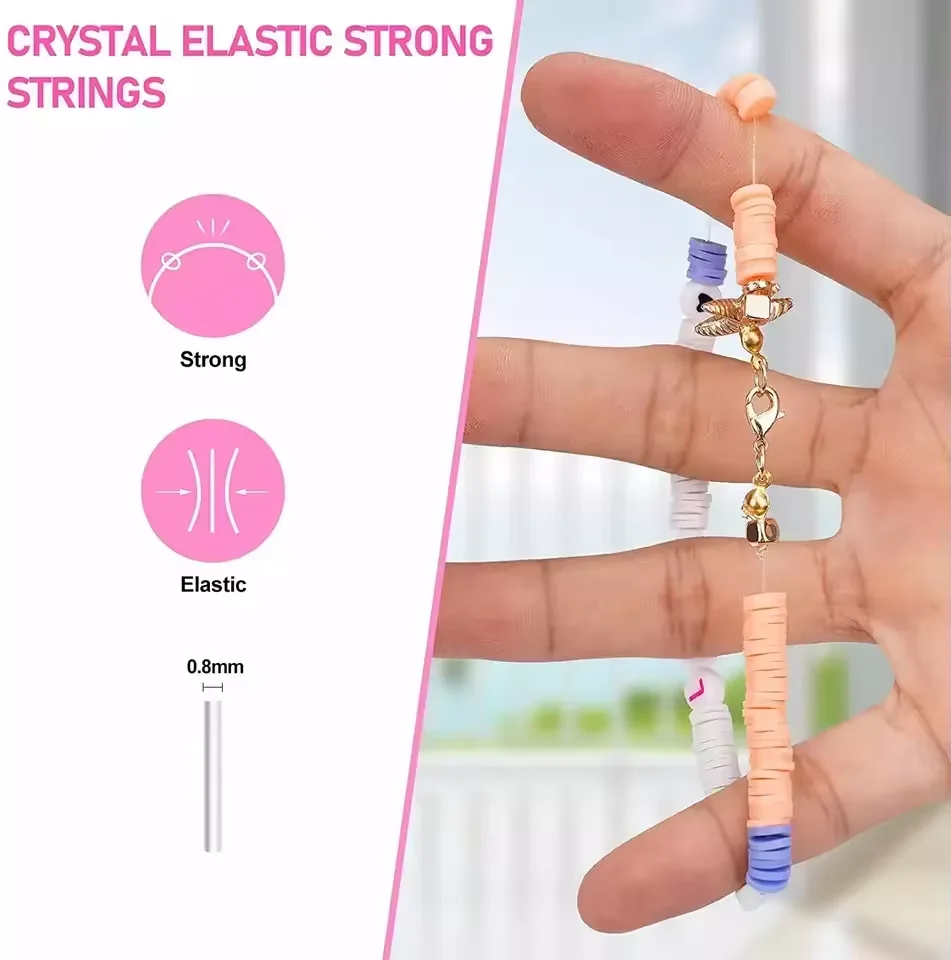 Mixed color for heishi polymer clay beads for DIY kids bracelet making beads set with golden color charm for jewelry making