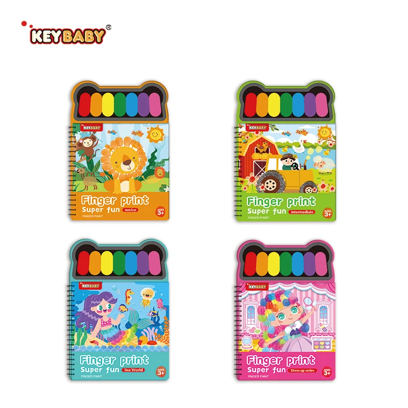 Custom children book finger print drawing coloring books for kids with palette water paint child book printing service