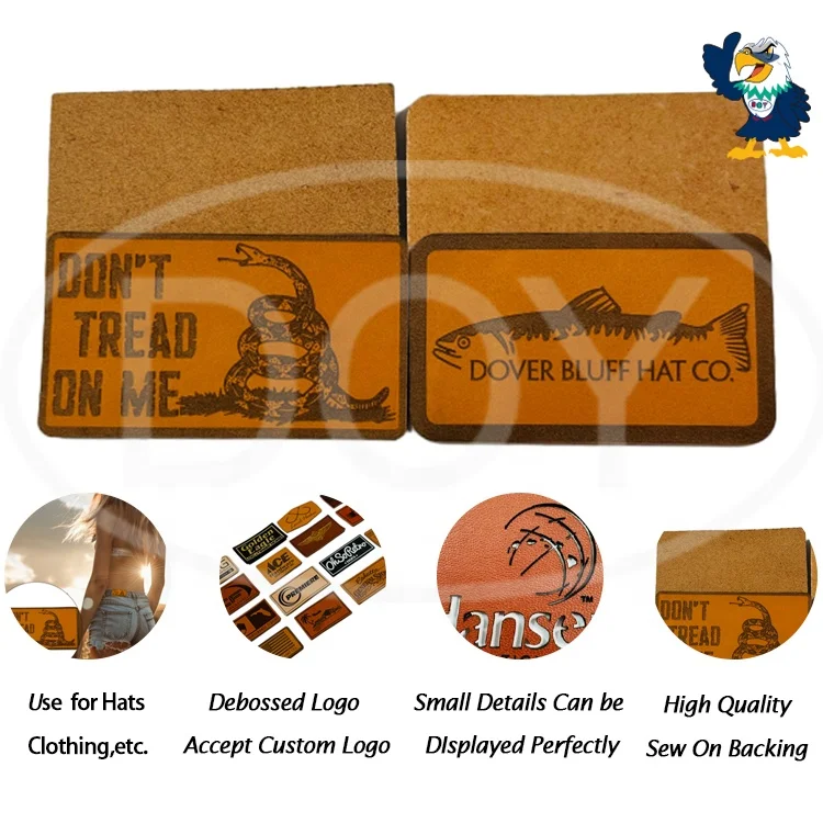 Parches Wholesale Design Custom Name Logo Embossed Real Genuine Leather Patches and Labels for Bag and Garment