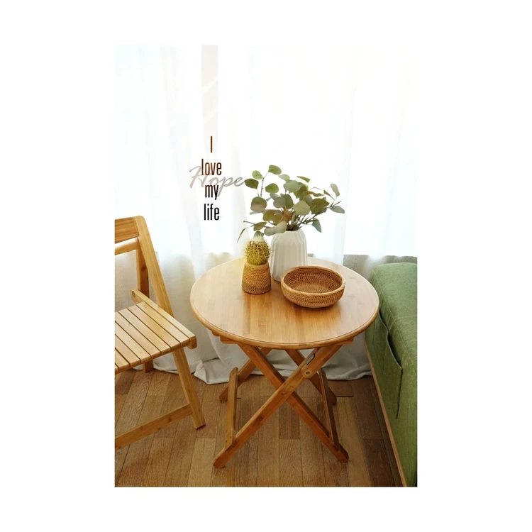 Factory direct foldable round table modern outdoor folding bamboo table