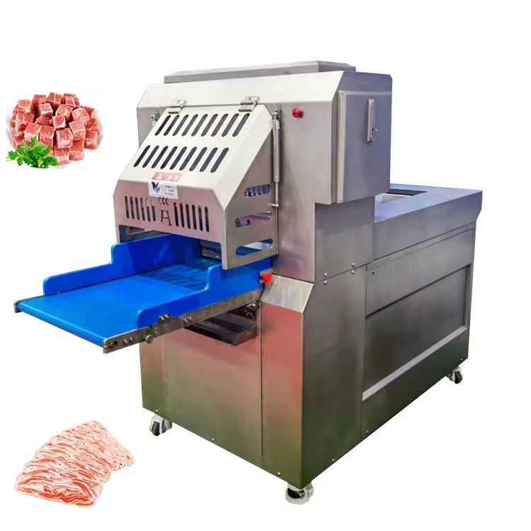 High Speed Continuity Steak Bacon Pork Ham Beef Mutton Cube Cutting Shredding Roll Slicing Machine
