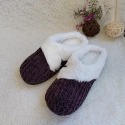 Wholesale 2022 new men and women autumn and winter knitted cotton and cashmere thermal indoor household slippers