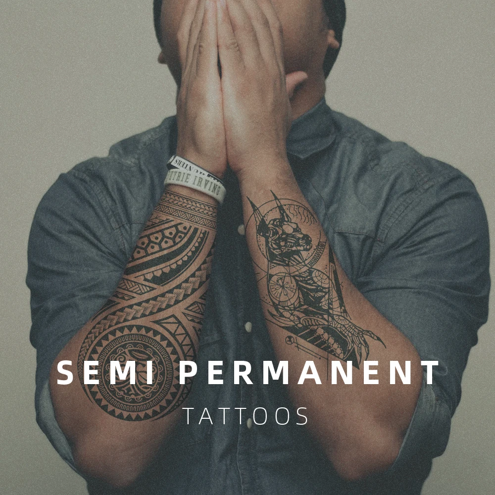 Wholesale Medium Size Sweatproof Lasts 2 Weeks Waterproof Jagua Temporary Fake Semi Permanent Tattoo Sticker