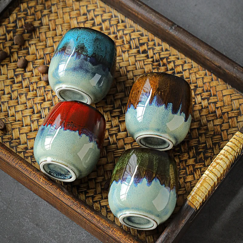 Ceramic vintage espresso coffee cups 80ml hotel porcelain tea cups pottery under-glazed coffee mugs