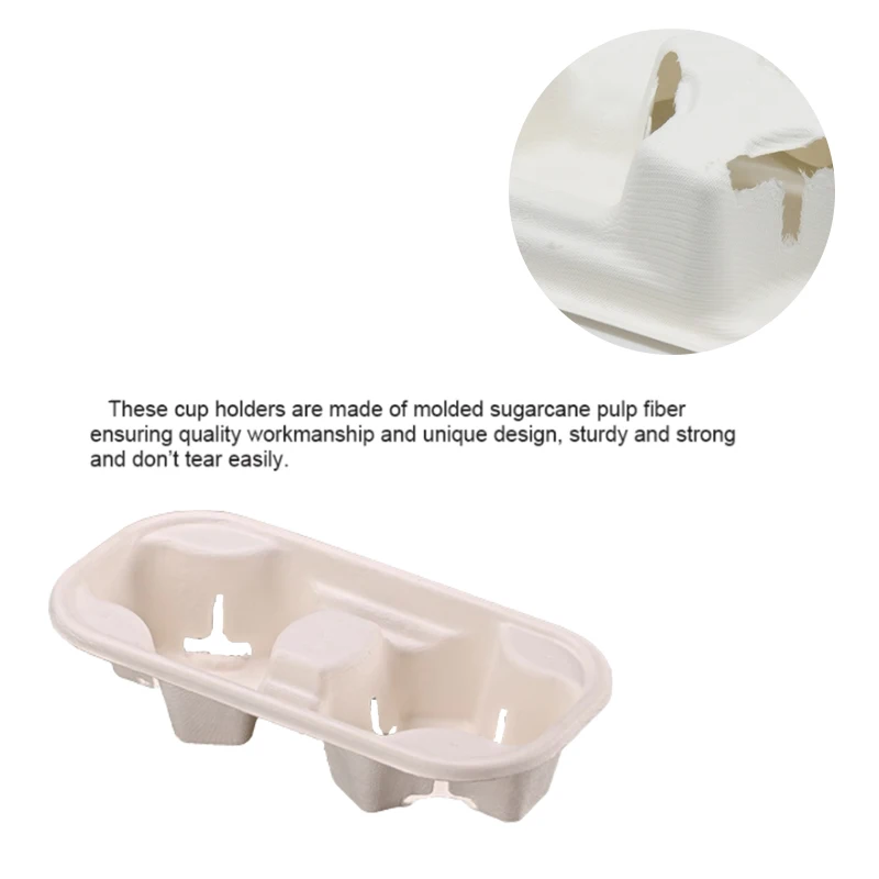 
Wholesale Coffee Cup Holder Recycled Paper Pulp Molded 2 Cup Paper Cup Holder Tray 