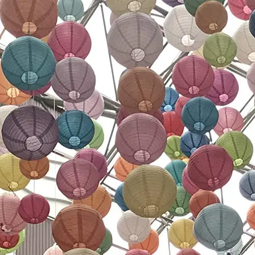 Wholesale Customized Printing Chinese Hanging Round Colorful Paper Lamp Paper Lanterns