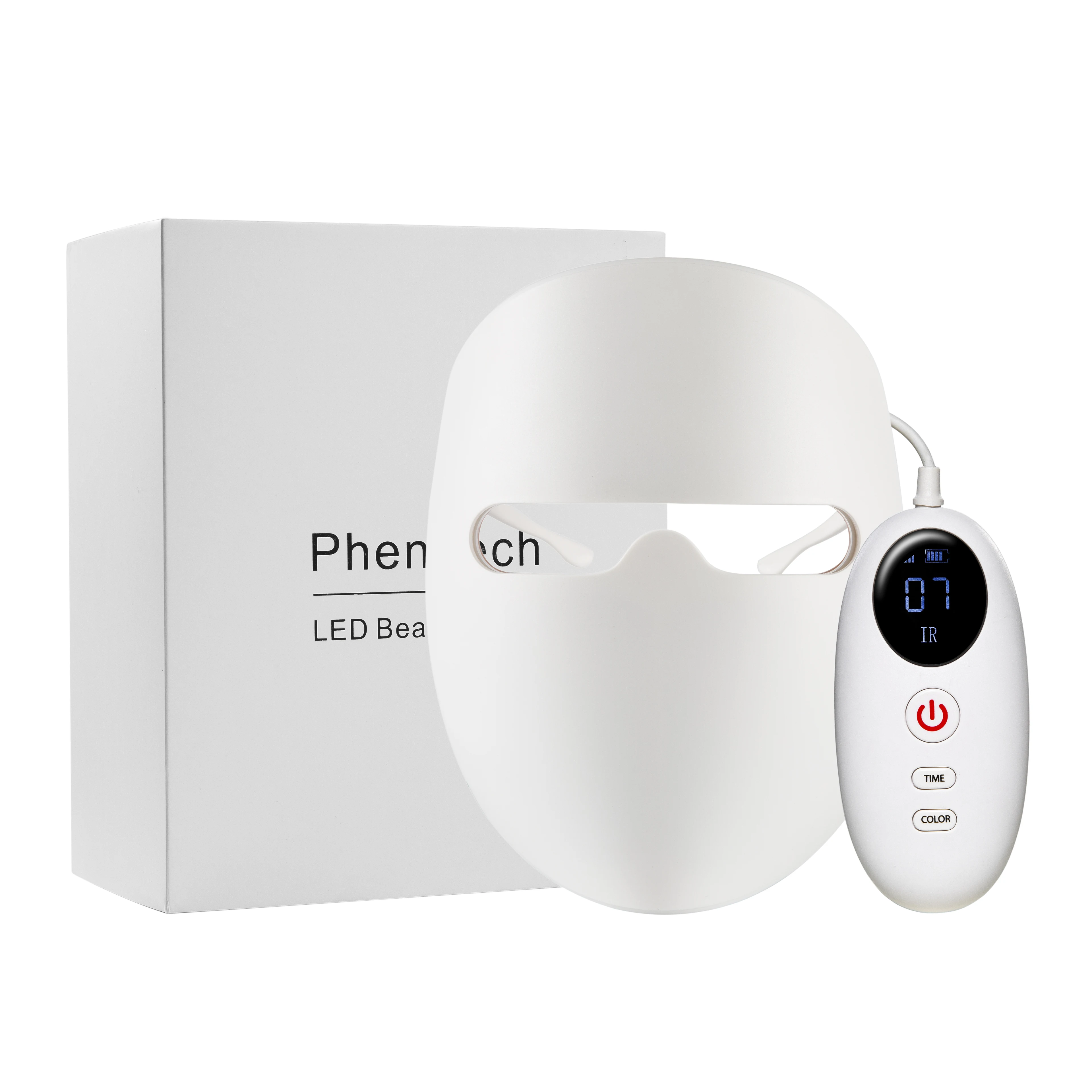 Phenitech Wireless 7 Color LED Face Mark with IR 850nm For Skin Rejuvenation Face Mark With Remote Control Light Therapy