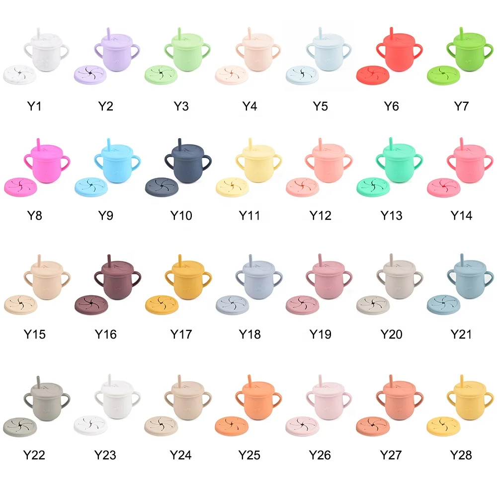 Customized Food Grade BPA Free Kids Silicone Training Baby Cups For Baby Drinking With Lids Or Straw Snack Cup Toddler Cup