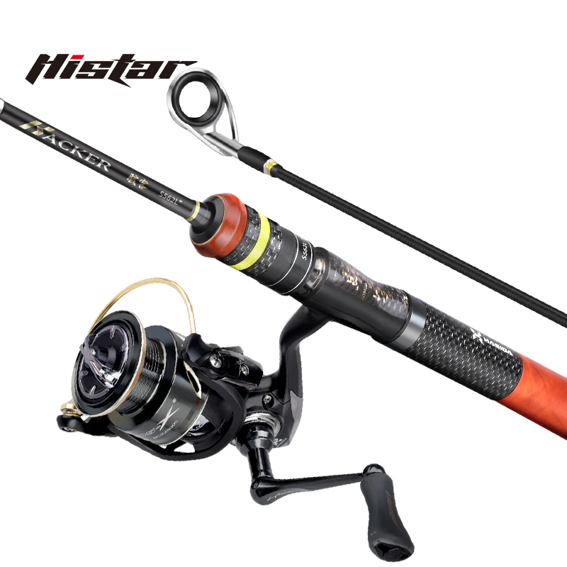 HISTAR OEM Hacker Chinese Fir Carbon Fiber Handle Imported High C With K Cloth FUJI Guides Sliding Fishing Rod & Reel Combo
