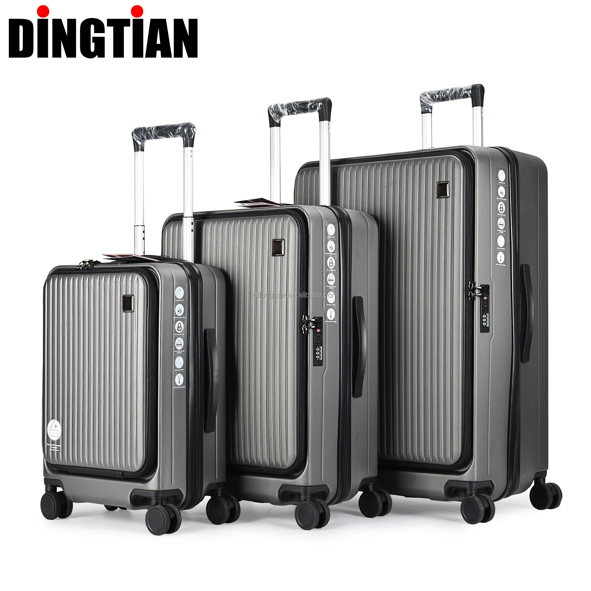 2024  new Trolley Bag Front Open Compartment Laptop Trolley Luggage computers trolley bag carry-ons