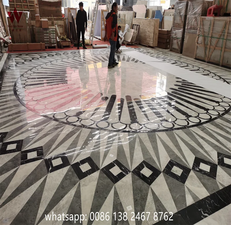 marble wall tile by mosaic pattern for wall painting pattern with leaf design good quality