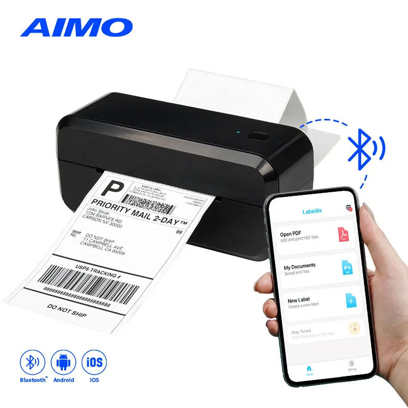 Portable 4x6 100*150 thermal shipping label printer wi with usb+bluetooth Portable Thermal Sticker Printer Express Warehouse Use