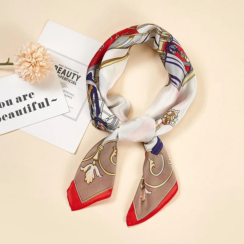 100% Silk Scarves Printing Service Designer foulard en soie Women Square Custom Silk Scarf with Logo