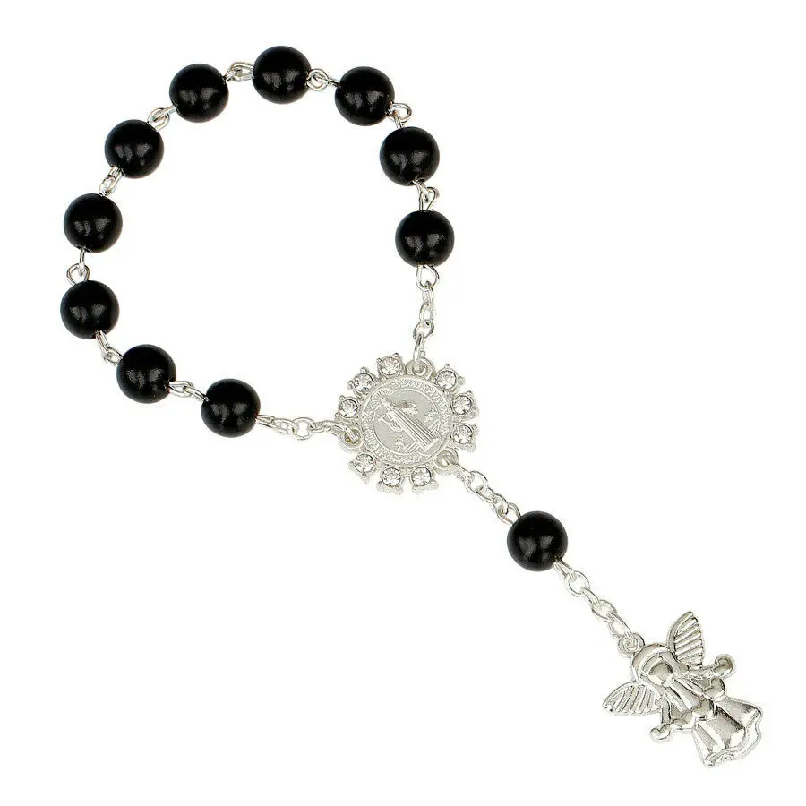 Pearl Beads Religious One Decade Car Rosary First Holy Communion Baptism Mini Catholic Bracelet