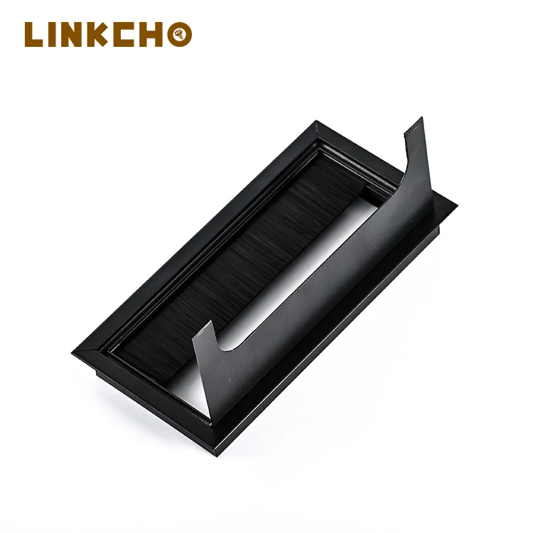 LINKCHO Furniture hardware Office computer desk dustproof metal square cable outlet cable organizer grommet off hole cover box