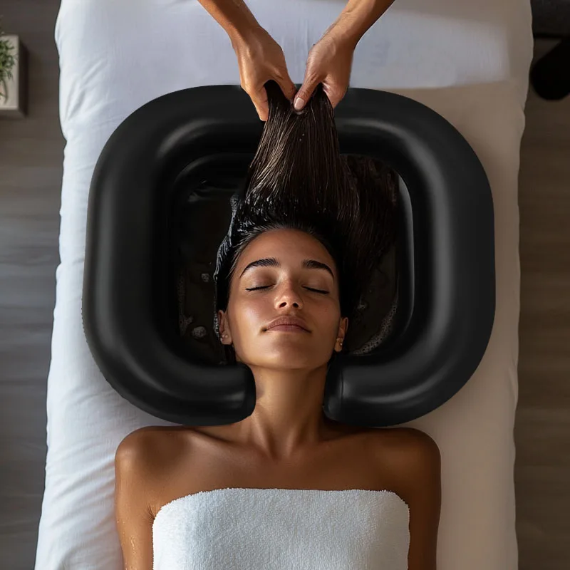 Wholesale Beauty Salon Care Hair Wash Basin Inflatable Hair Shampoo Wash Basin For In Bed  Using