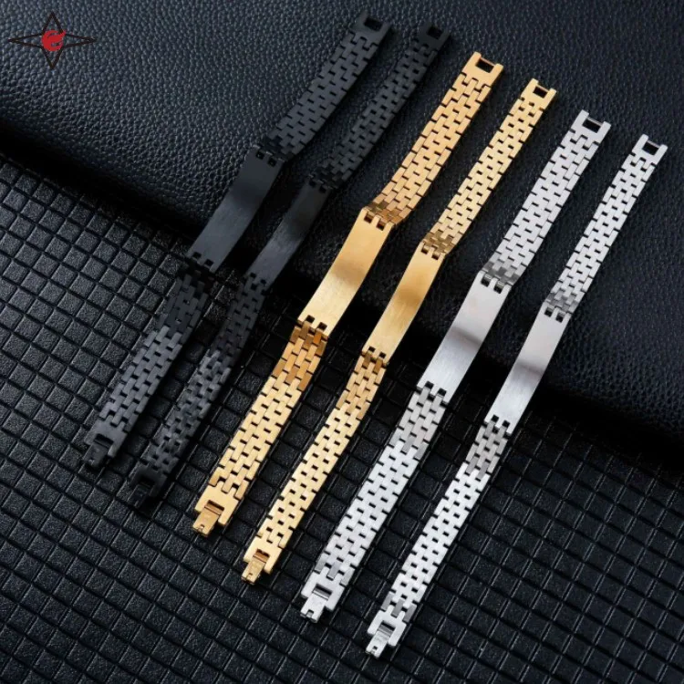 Wholesale Trendy Jewelry Engraved Logo Blank Bar Men Watch Bracelets Custom Steel Bracelet For Watch