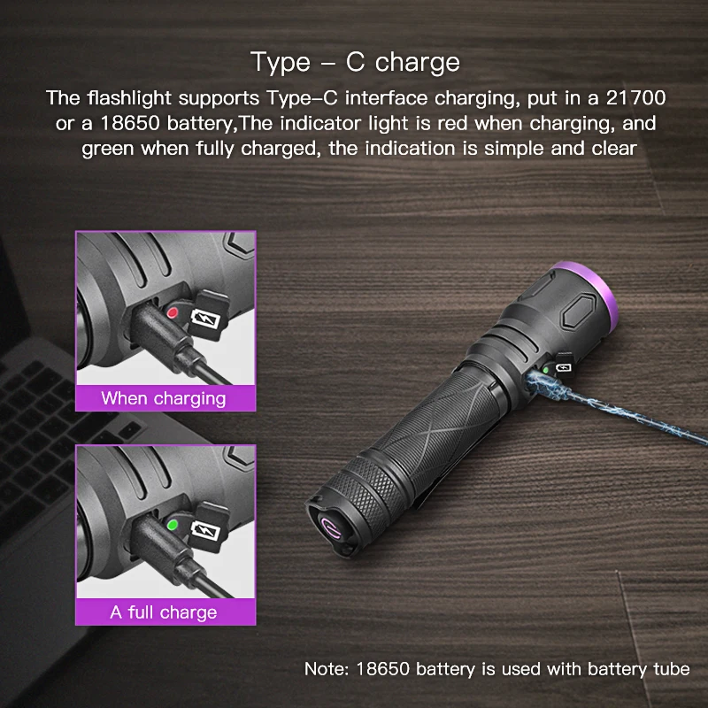 USB-C New forensic 8w 365nm nichia blacklight multi wavelength LED UV flashlight