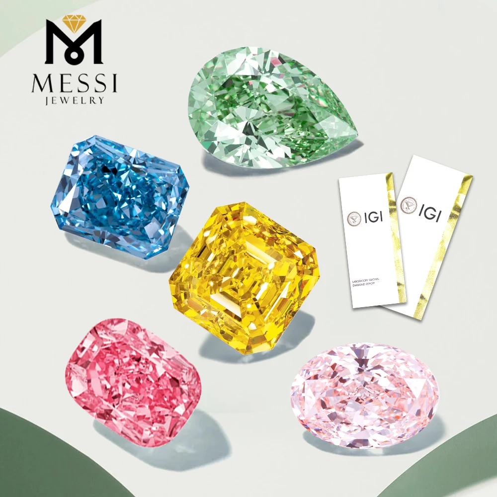 Messi Jewelry IGI Certificate  HPHT CVD  Lab Grown Diamond Round Heart Oval  Fancy Intense Yellow Fancy Shape  Lab Diamond