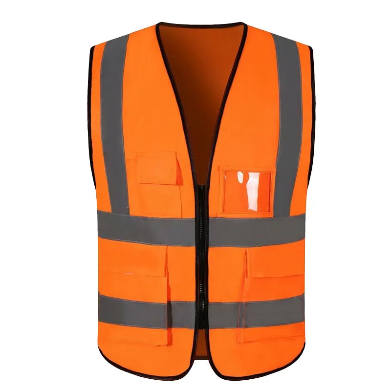 hi visibility road   construction reflective  vest reflective safety running reflective  safety vest workwear with pockets