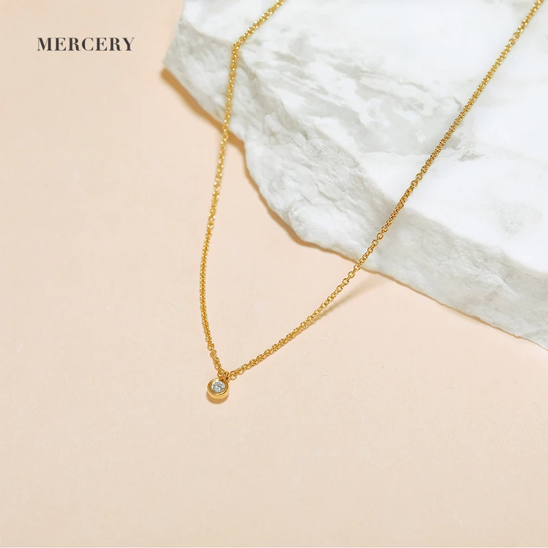  Mercery логотип бренда 14K чистого золота кулон женские ожерелья роскошные Love ювелирные изделия циркониевое ожерелье изготовленное с настоящим золотом со стразами украшена белыми