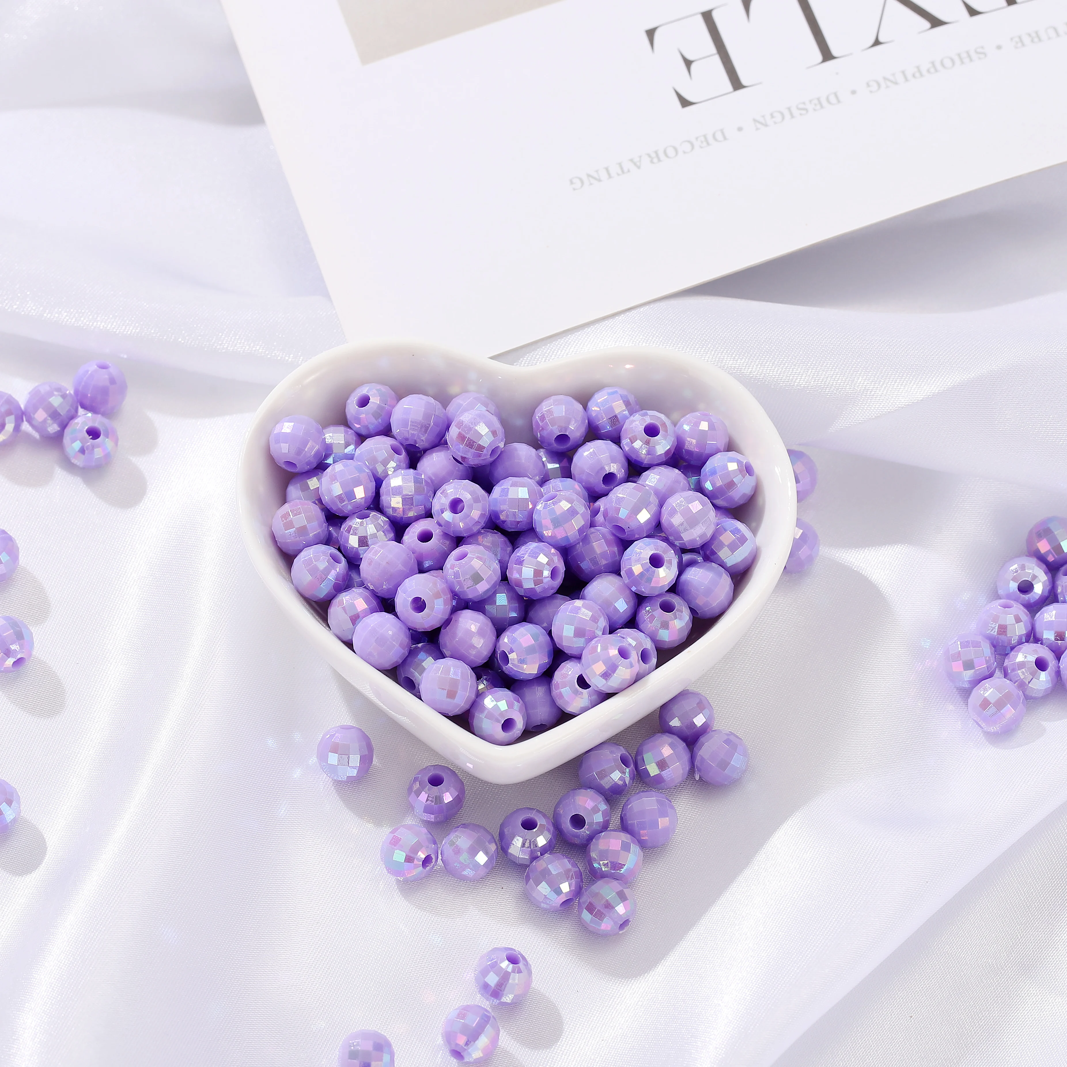 Factory Direct Beads 8mm Plated with Color Round Shiny Beads Earth Egypt Bead for Bracelet Diy