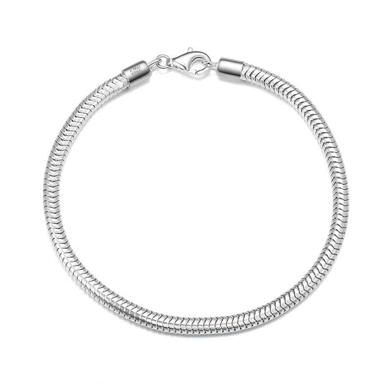 wholesale fashion 925 silver bracelet unisex 925 sterling silver snake chain bracelet women silver 925 bracelet men jewelry