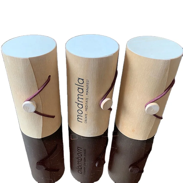 Шпоновая коробка деревянная круглая туба березовый шпон мягкая лающая упаковочная для подарка винная бутылка Цилиндрическая Коробка