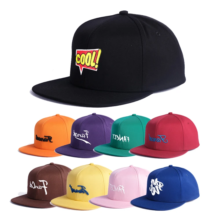 High Quality Wholesale Mens Flat Brim Blank New Plain Era Snap Back 6 panel Custom Snapback Caps Hats with Embroidery Logo