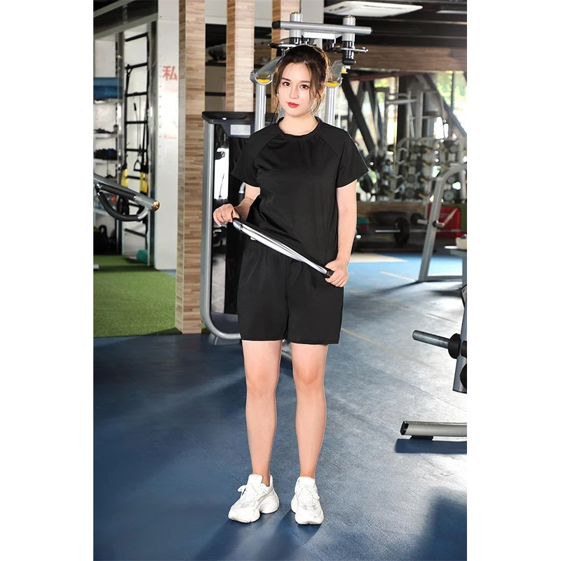 Top women yoga short sleeve polyester spandex fabric indoor gym chaussures sportswear