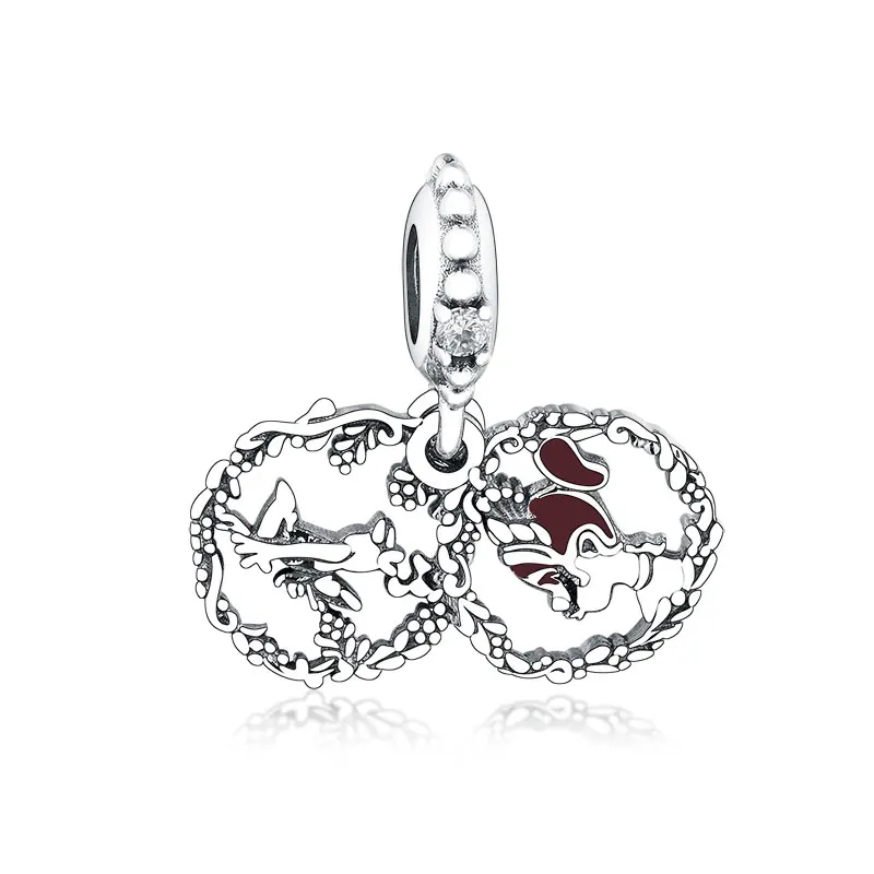 Wholesale Fashion Necklace Pendant 925 Sterling Silver Princess Tiana Frog Flower Circle Crown Beads Charms