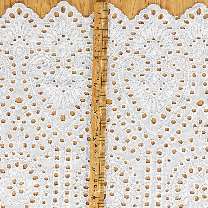 Polyester Cotton Mesh Hollow Cotton Embroidered Lace Fabric For Coat Cloth Curtain Tablecloth