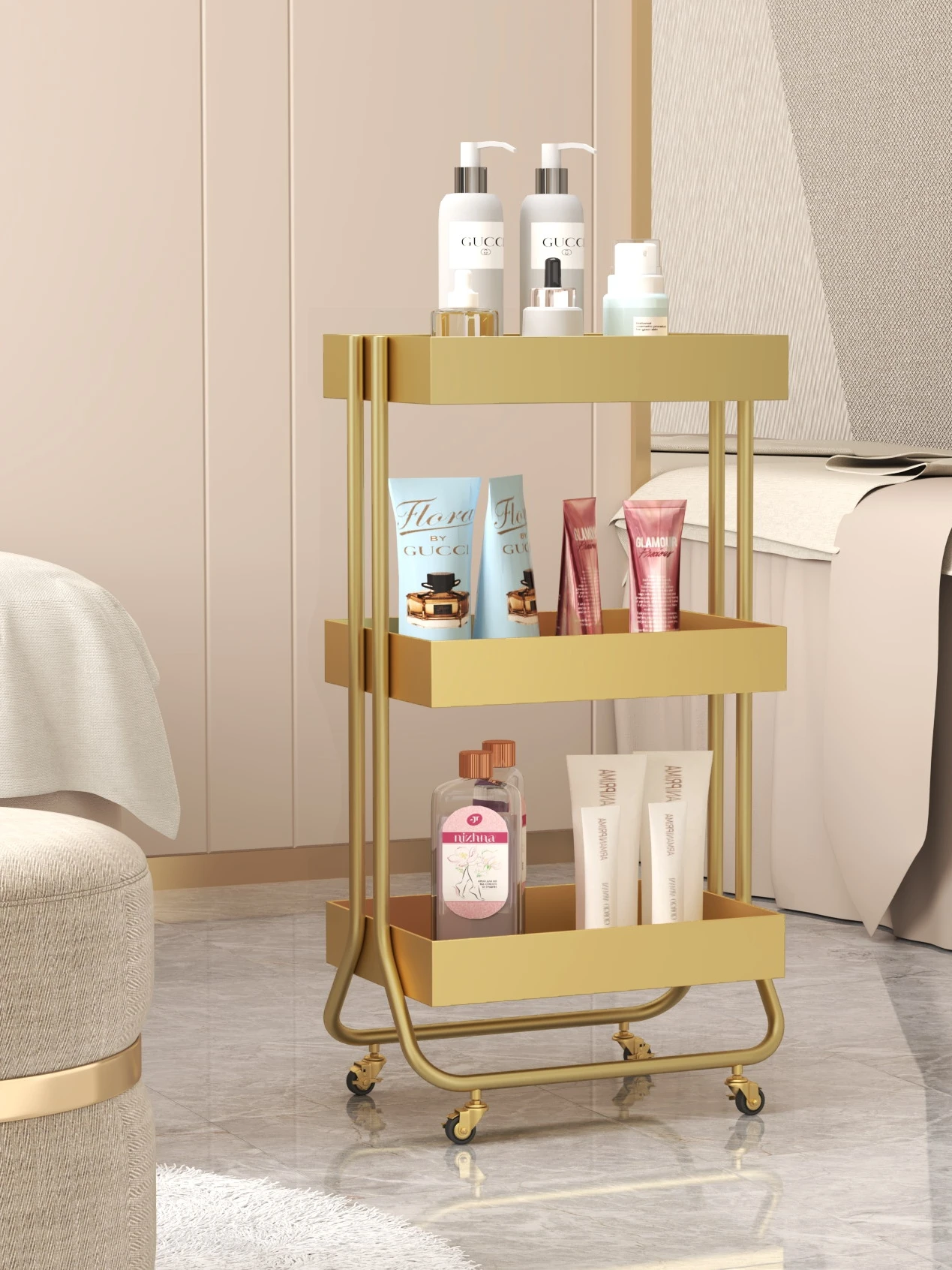 High-quality stainless steel beauty trolley beauty salon special instrument shelf manicure tool cart shelf for barber shop
