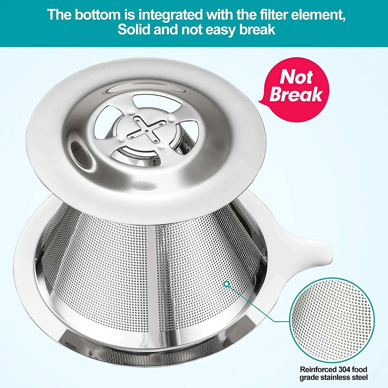 Pour Over Coffee Dripper Stainless Steel Slow Drip Coffee Filter Metal Cone Reusable Non-slip Cup Stand