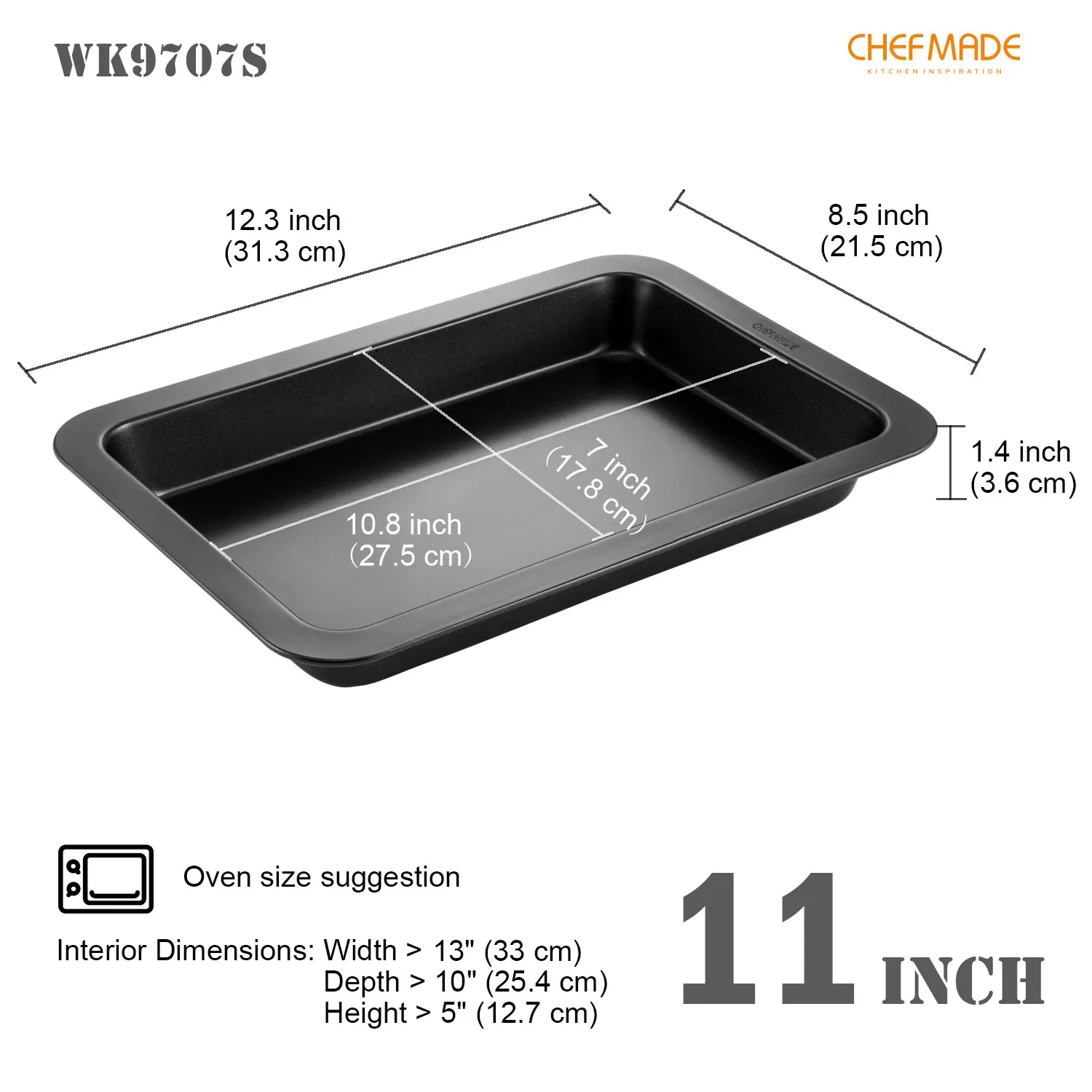 CHEFMADE Carbon Steel Non Stick Turkey Cheese Oblong Cupcake Pan Bakeware Tray Baking Plate Cake Pan