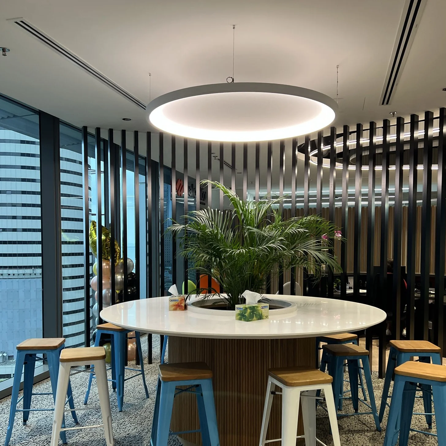 High end office dali dim customize decorated fire-rated acoustic fabric suspended led linear pendant light ring light