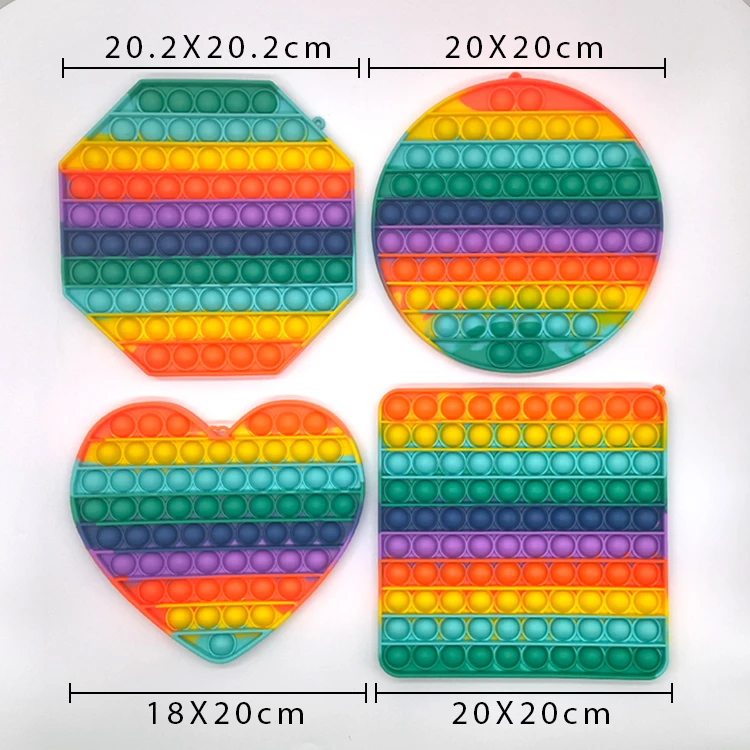  Raybin 20x20 см легко захватывают силикон Радуга большого размера с двумя стрелами пуш-ап поп-пузырь игрушка