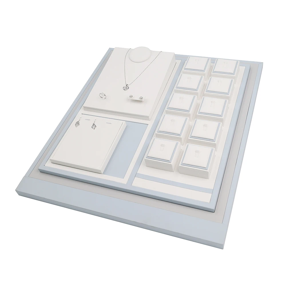 Custom Logo Pu Wooden Velvet Acrylic Leather Necklace Jewelry Holder Stand Props For Jewelry