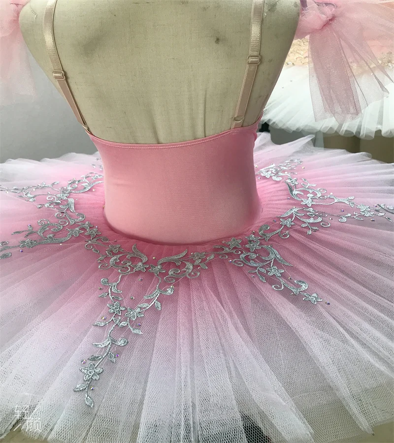 New Pink Gradient White LEOTARD Adult children perform TUTU SKIRT for girls. New TUTU-13