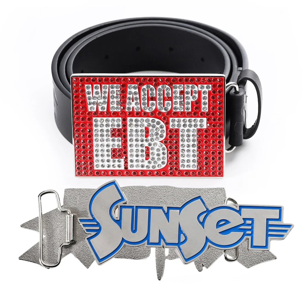 Пользовательские горный хрусталь пряжки для ремня имя письмо логотип дизайнерские кожаные ремни мужчин