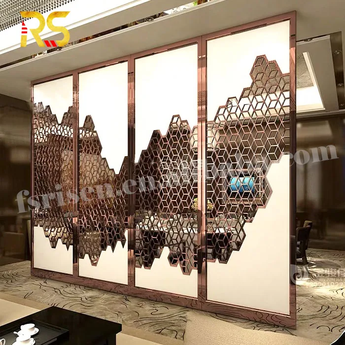 Professional decorative stainless steel partition 4 sheet screen panel room divider