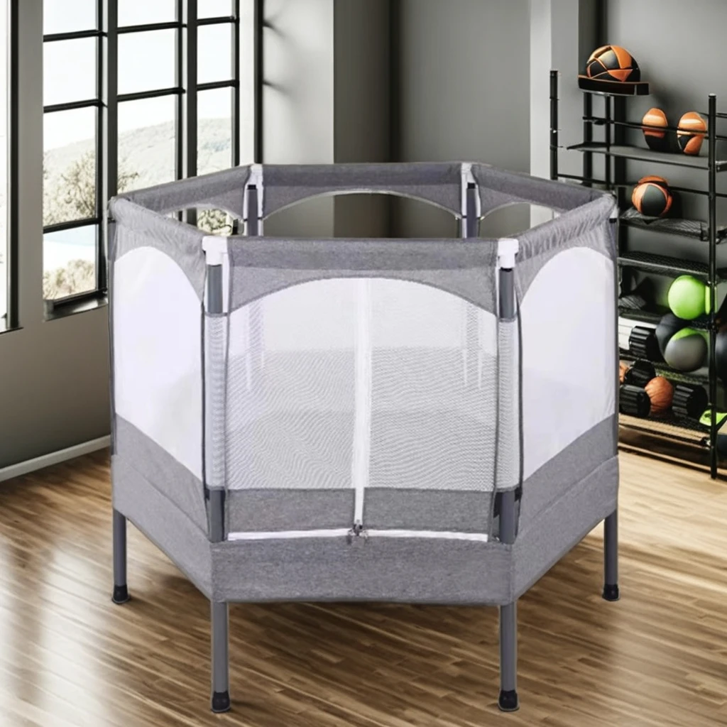 Commercial Unisex Foldable round Bungee Spring Mesh Trampoline with Handle PVC & PP Indoor Jumping Device for Adults