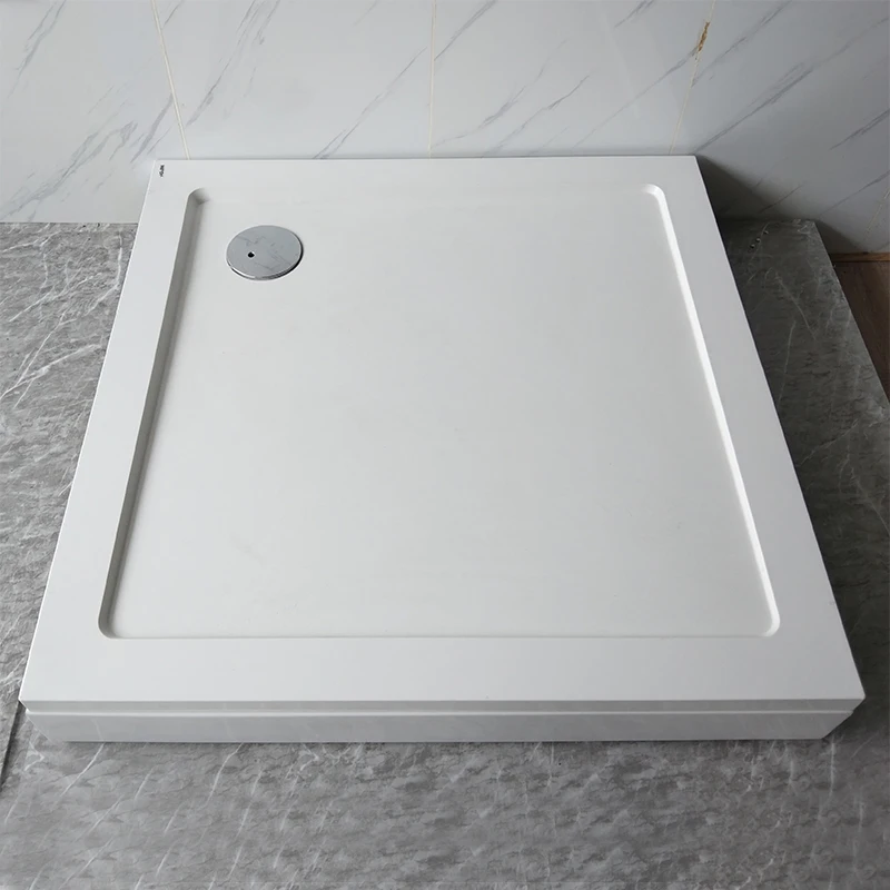 Durable bathroom fiberglass shower tray Smc base white flat glasstone shower tray