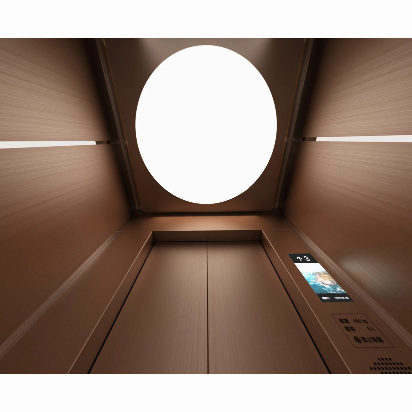 Bronze Color Stainless Steel Passenger Lift Elevator 6 Person 3 Floor 4 Foor 450kg Electric Elevator Home Lift