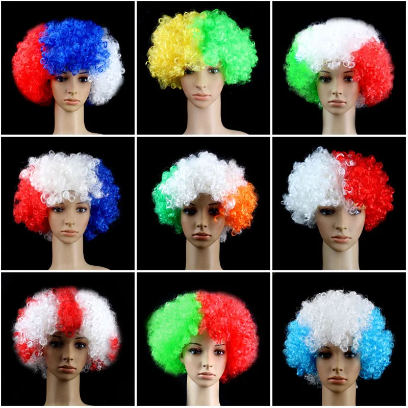  Human Hair Extension Wig Football SOCCER Fan Accessories Game World Cup Hats National flag